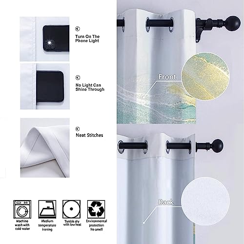Nordic - Cortinas opacas modernas de mármol verde azulado y dorado, 55 x 102 pulgadas, 2 paneles, cortinas elegantes para oficina y cafetería, protección de privacidad, elegantes tratamientos de