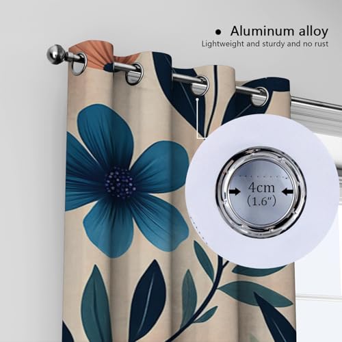 PARREN Azul Elegancia habitación Moderna oscurecimiento Cortinas Opacas decoración Plantas Dibujos Animados Cortinas Florales privacidad para Adolescentes niños niñas Adultos W160xL245cm 2 Paneles