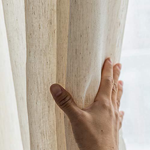 Cortinas traslúcidas con aspecto de lino, estilo japonés, plisadas, 2 paneles para sala de estar, dormitorio, balcón, 140 x 245 cm, elegantes y ligeras cortinas de lino de algodón