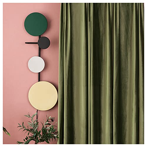 Cortinas opacas de terciopelo, 2 paneles, color verde oliva, lisas, para dormitorio, sala de estar, cortinas opacas plisadas con ojales/lápiz, 78 x 98 pulgadas
