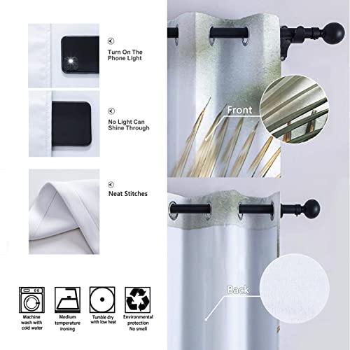 Cortinas opacas de hoja de palma tropical, cortinas con aislamiento térmico con ojales para dormitorio y sala de estar, 2 paneles de 2 x 63 x 84 pulgadas, decoración moderna para el hogar