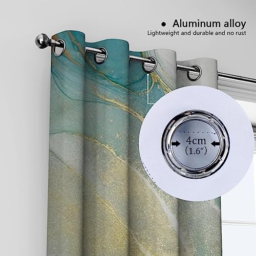 Nordic - Cortinas opacas modernas de mármol verde azulado y dorado, 55 x 102 pulgadas, 2 paneles, cortinas elegantes para oficina y cafetería, protección de privacidad, elegantes tratamientos de