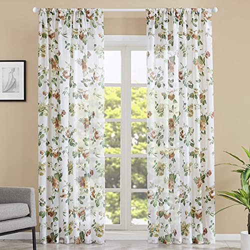 Generic Cortinas, Cortinas de Flores Cortinas Transparentes Modernas Cortinas de Sala de Estar Cortinas de Dormitorio Cortinas de Cocina Cortinas de Balcón Cortinas/Parte Superior Del Anillo de Prot