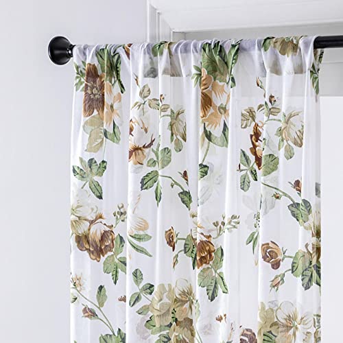 Generic Cortinas, Cortinas de Flores Cortinas Transparentes Modernas Cortinas de Sala de Estar Cortinas de Dormitorio Cortinas de Cocina Cortinas de Balcón Cortinas/Parte Superior Del Anillo de Prot