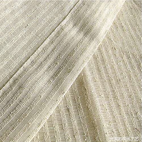 Cortinas de gasa semitransparentes de lino de estilo japonés a rayas para sala de estar, dormitorio, balcón, color beige, 350 x 270 cm con ganchos